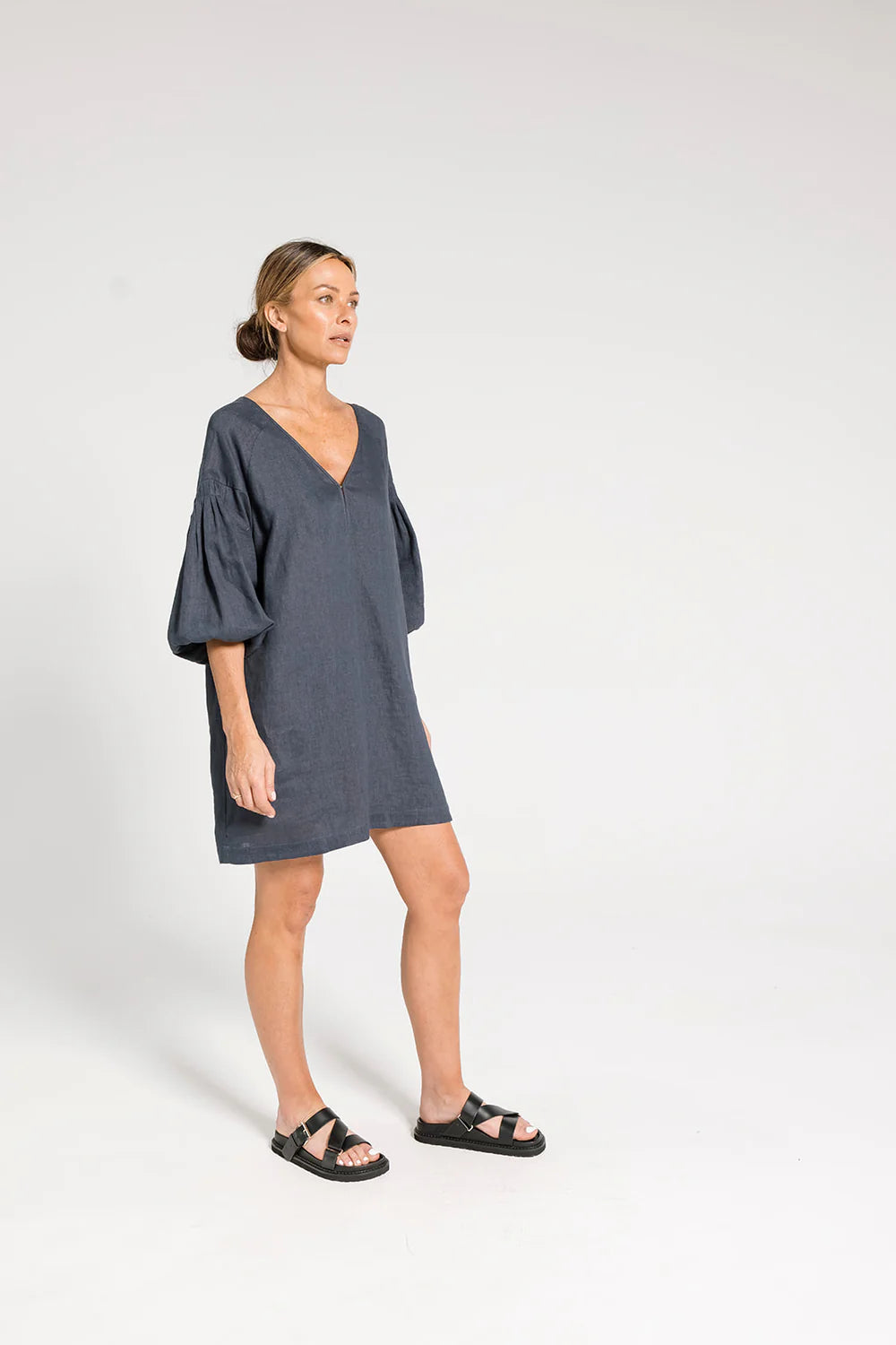 Nina Pleat Sleeve Dress - Ocean