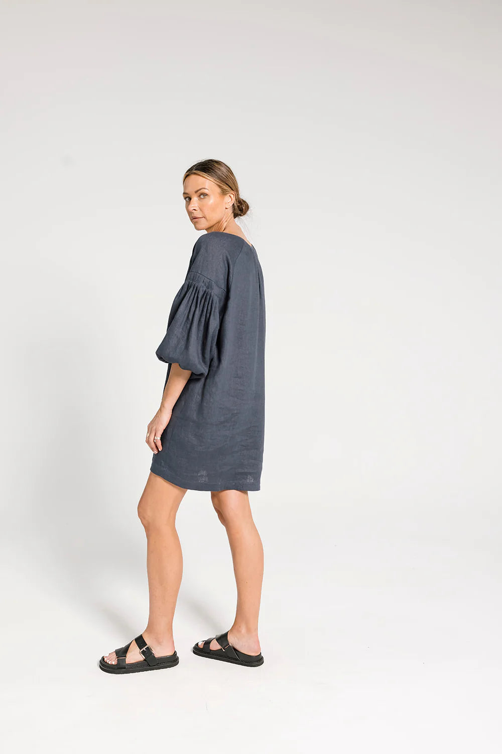 Nina Pleat Sleeve Dress - Ocean