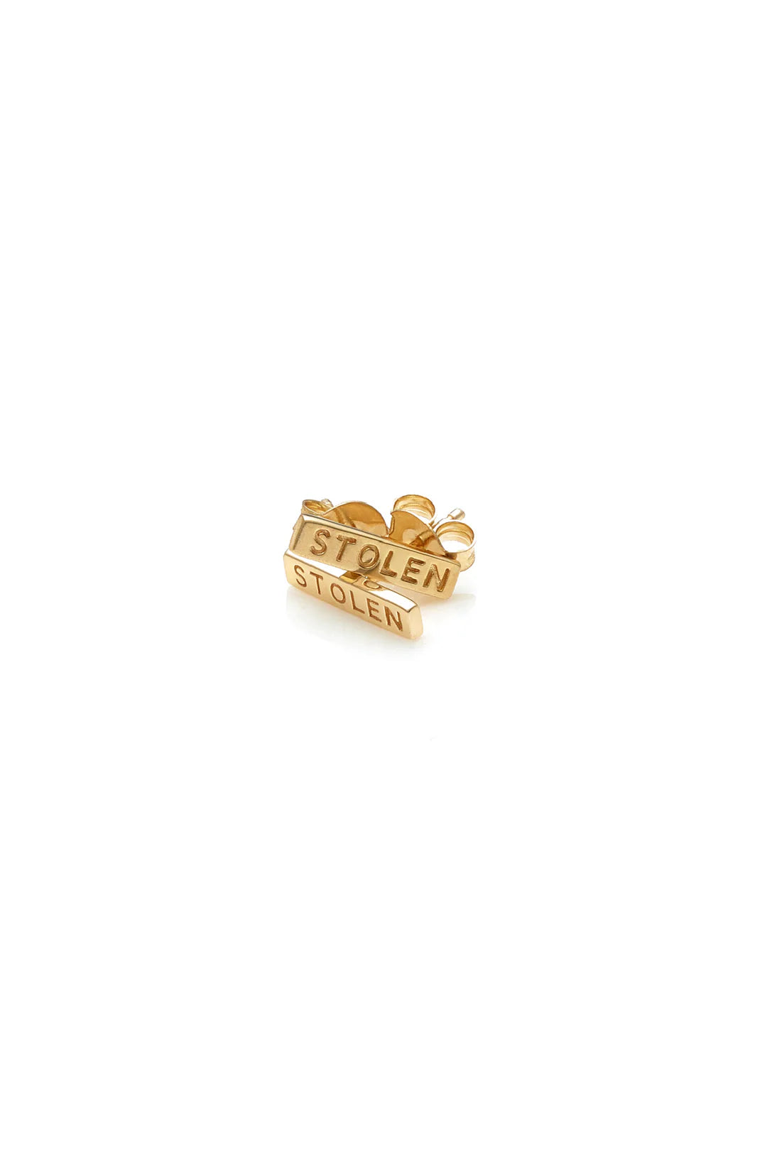 Tiny Stolen Bar Earrings - Gold - JWL17017GP