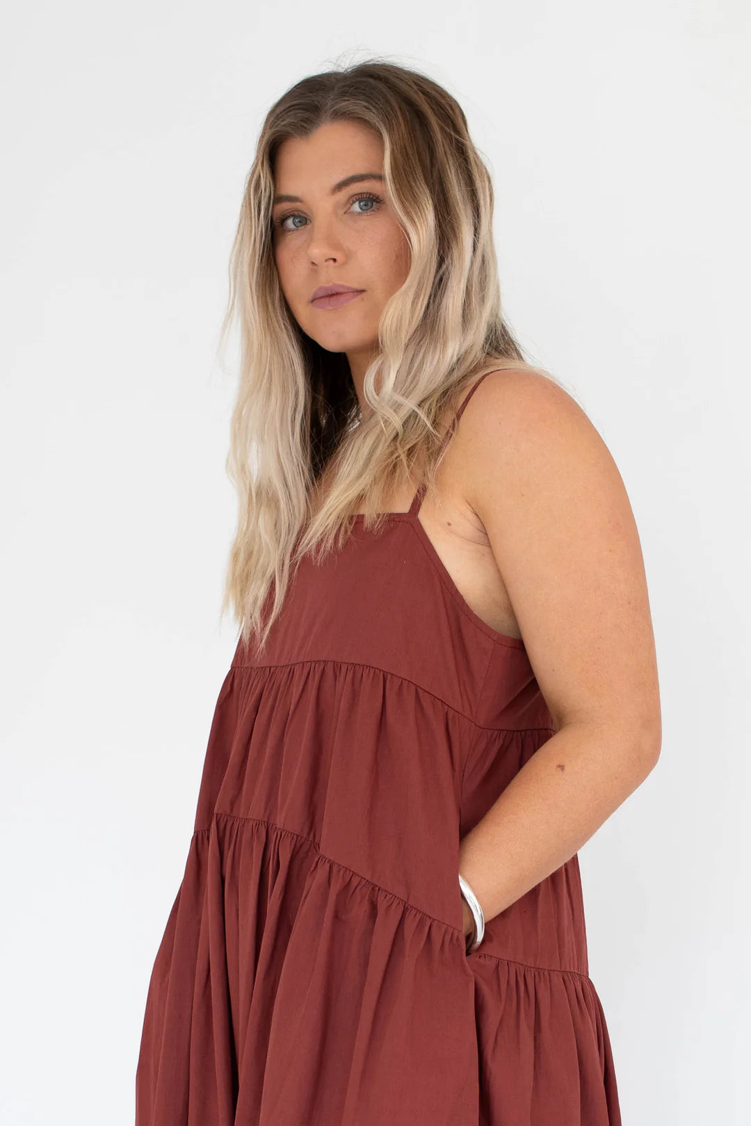 Tiered Dress - Maroon