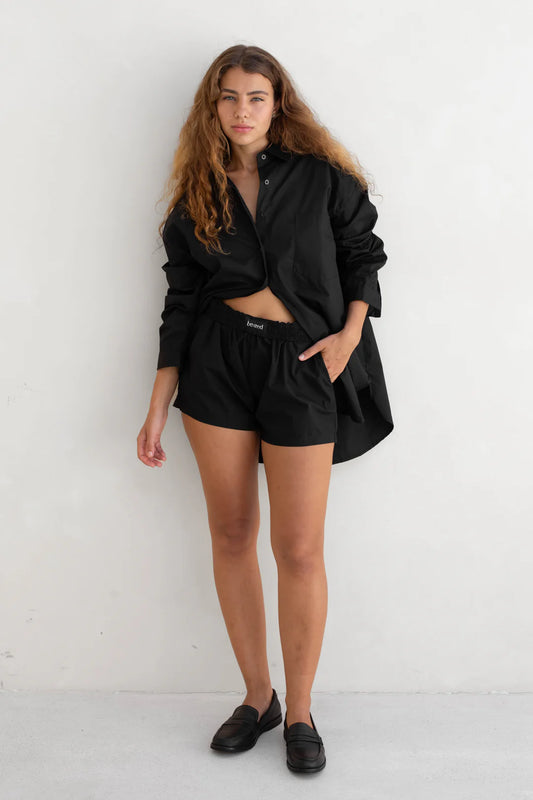 Poplin Shorts - Black Logo