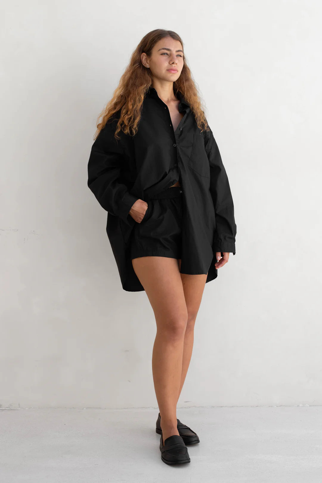 Poplin Shorts - Black Logo