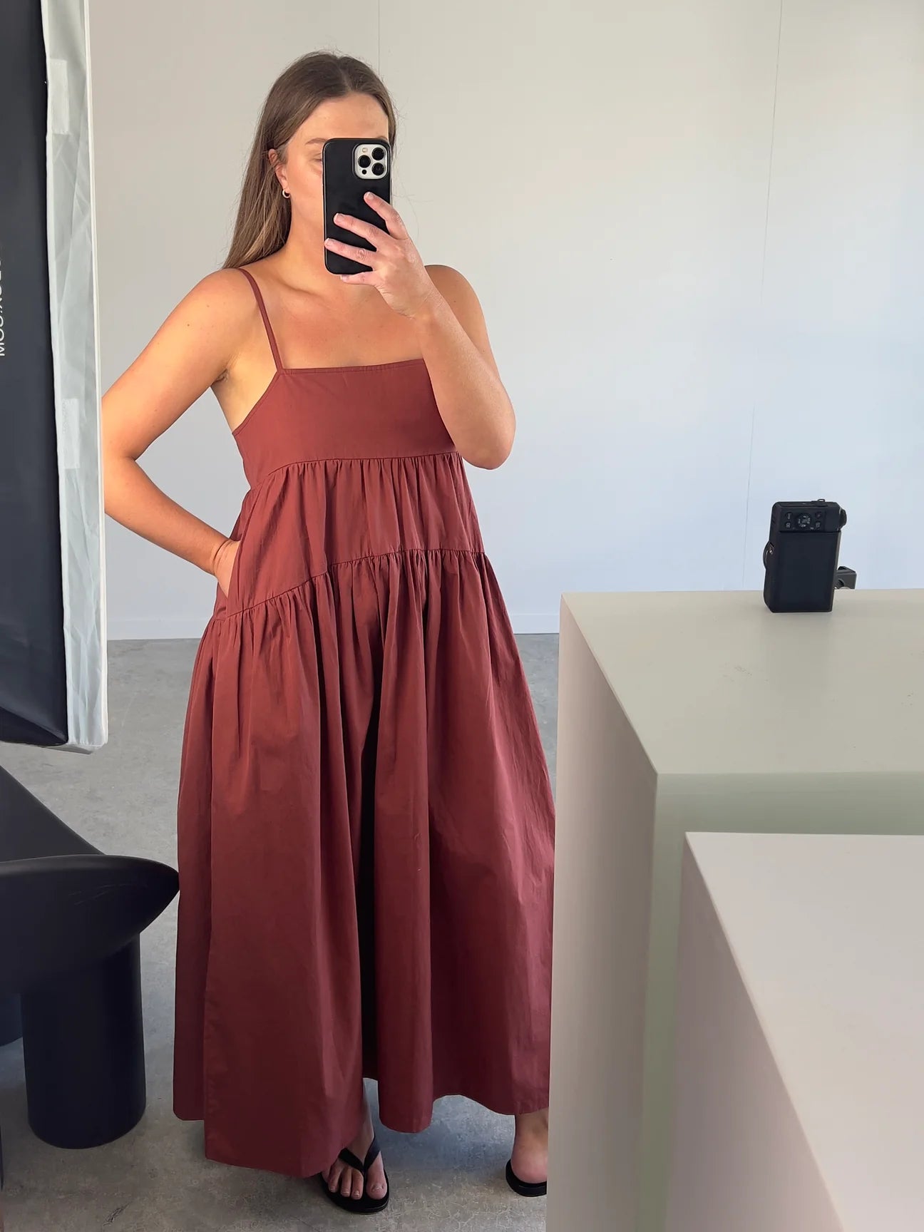 Tiered Dress - Maroon