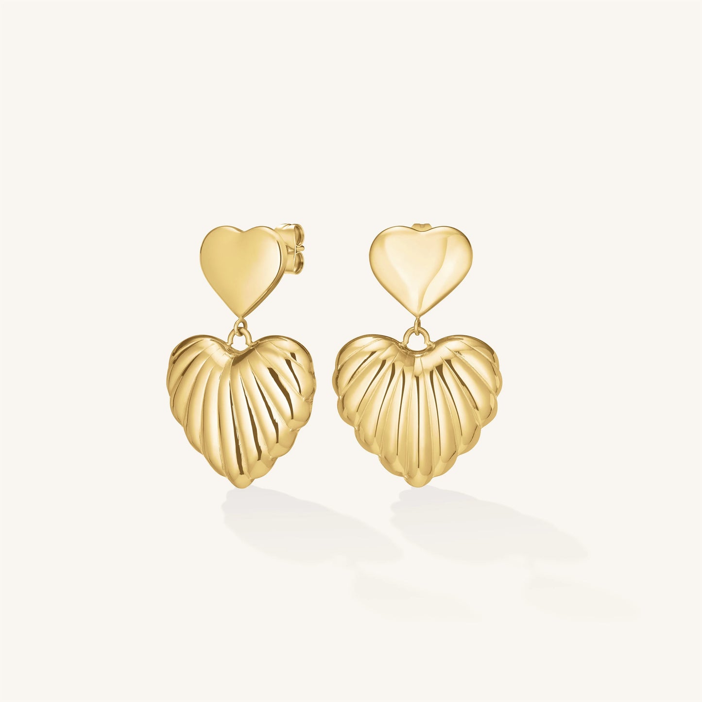 Double Heart Earrings - Gold J984