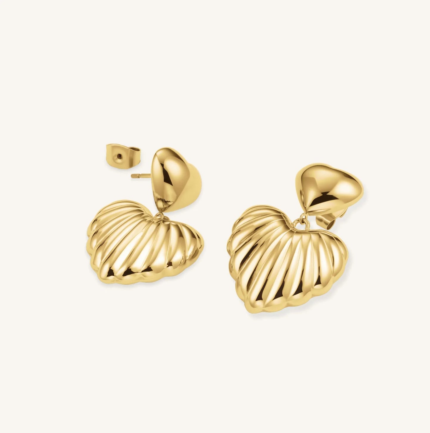 Double Heart Earrings - Gold J984