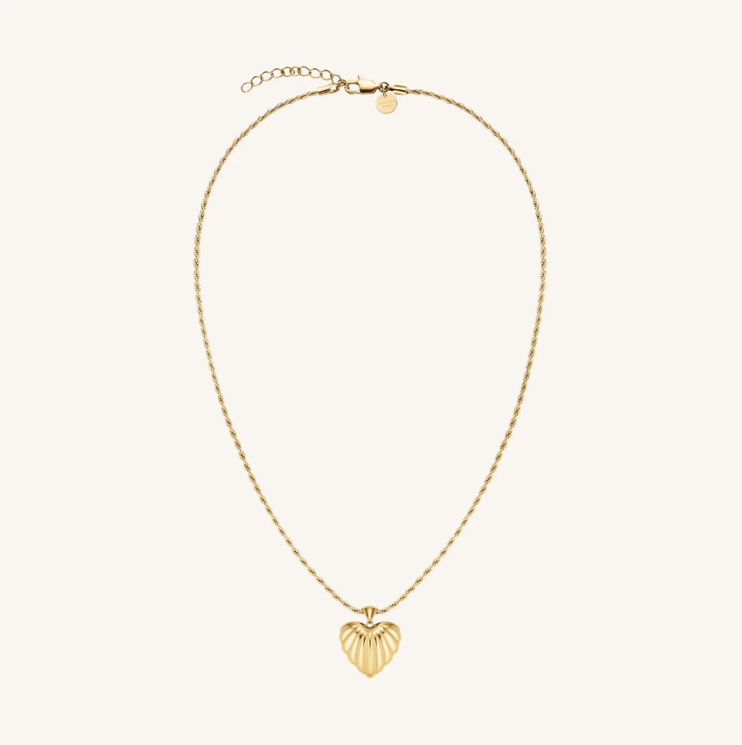 Ridged Heart Necklace - Gold