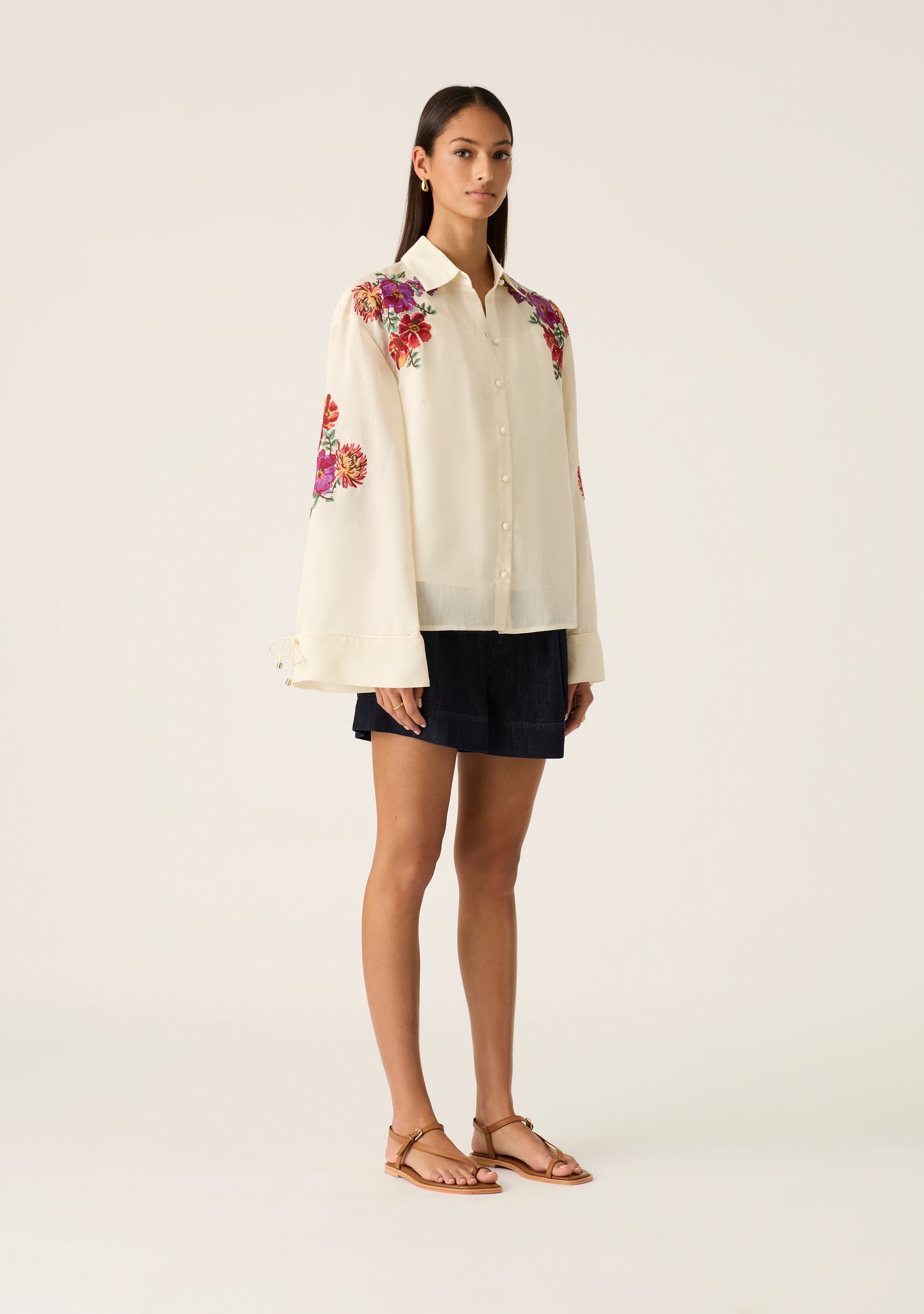 Frida Embroidery Shirt - Ivory