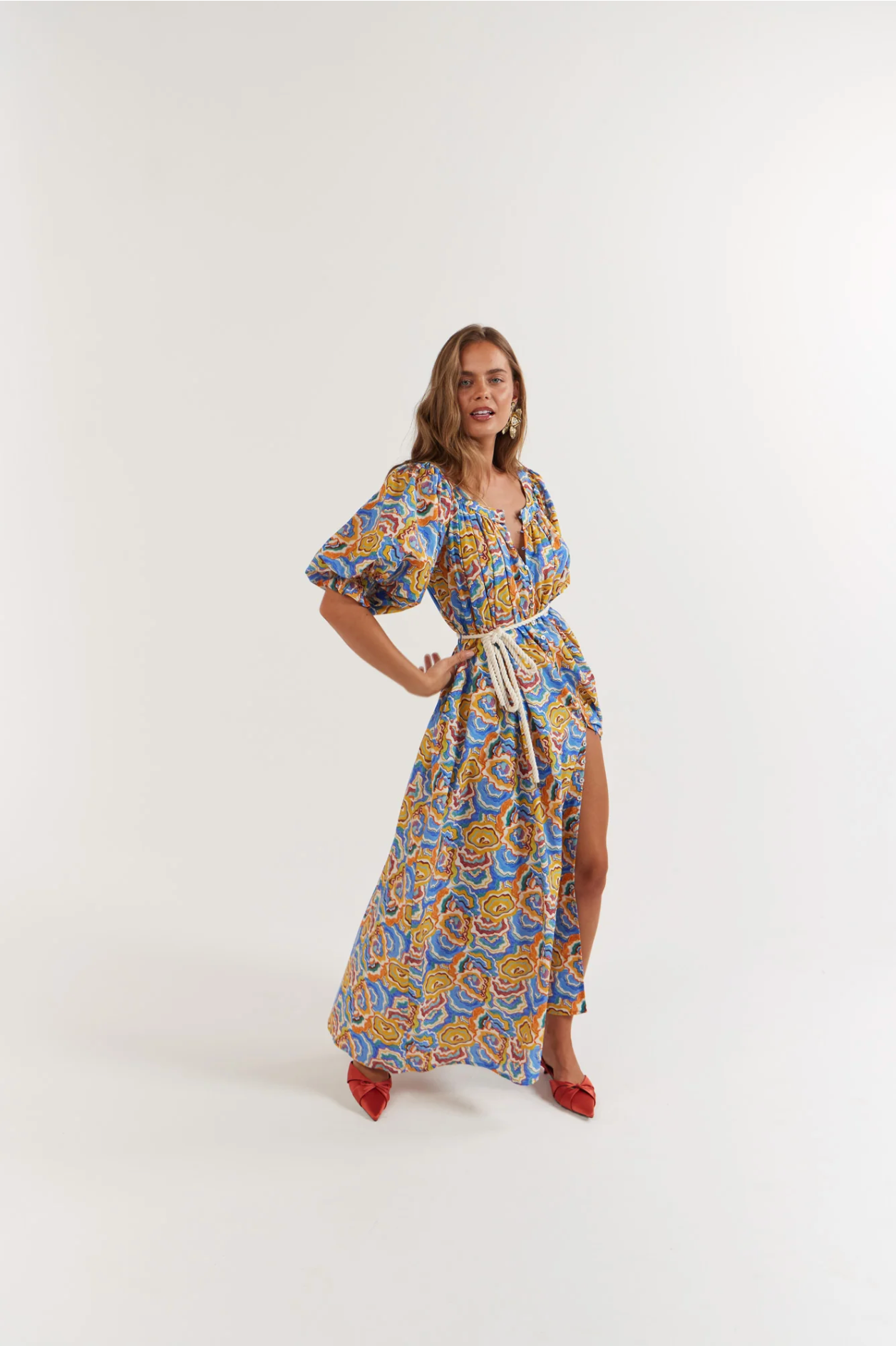 Camila Maxi Cotton Dress - Agate Azure