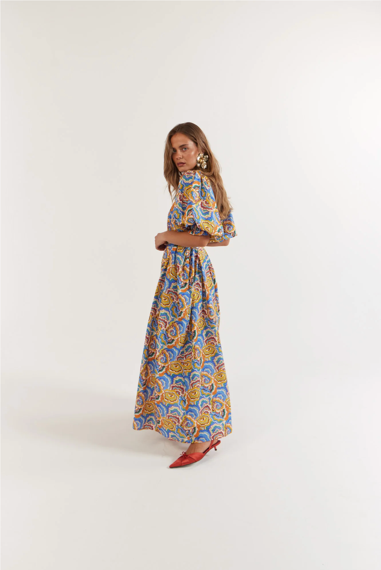 Camila Maxi Cotton Dress - Agate Azure