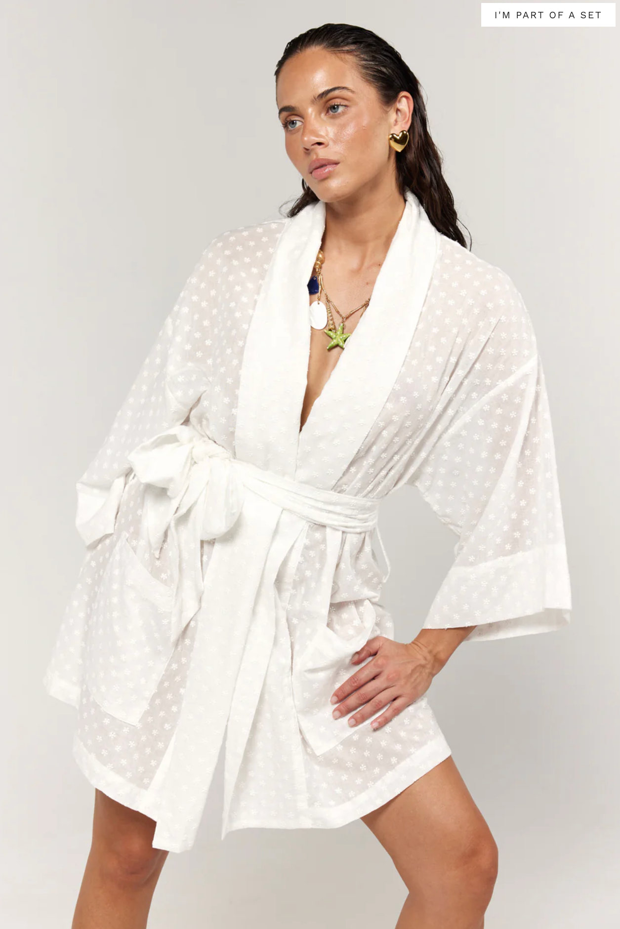 Nirvana Robe Dress - Blossom Embroidery - White