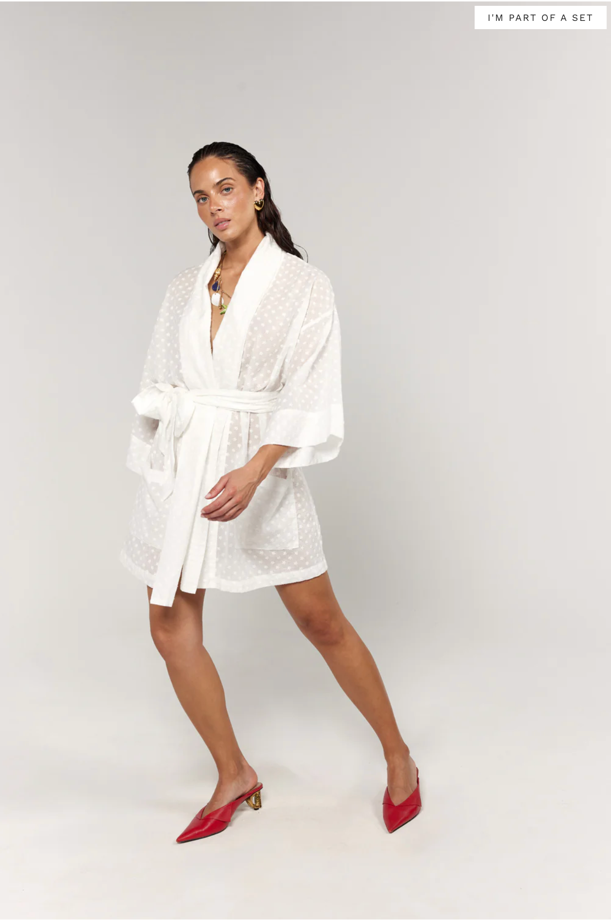 Nirvana Robe Dress - Blossom Embroidery - White