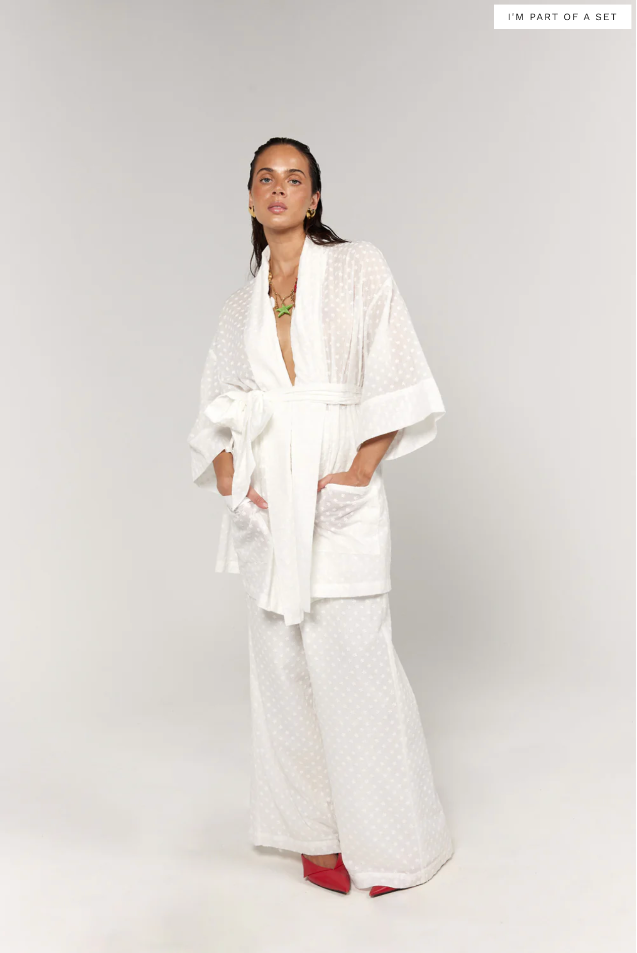 Nirvana Robe Dress - Blossom Embroidery - White