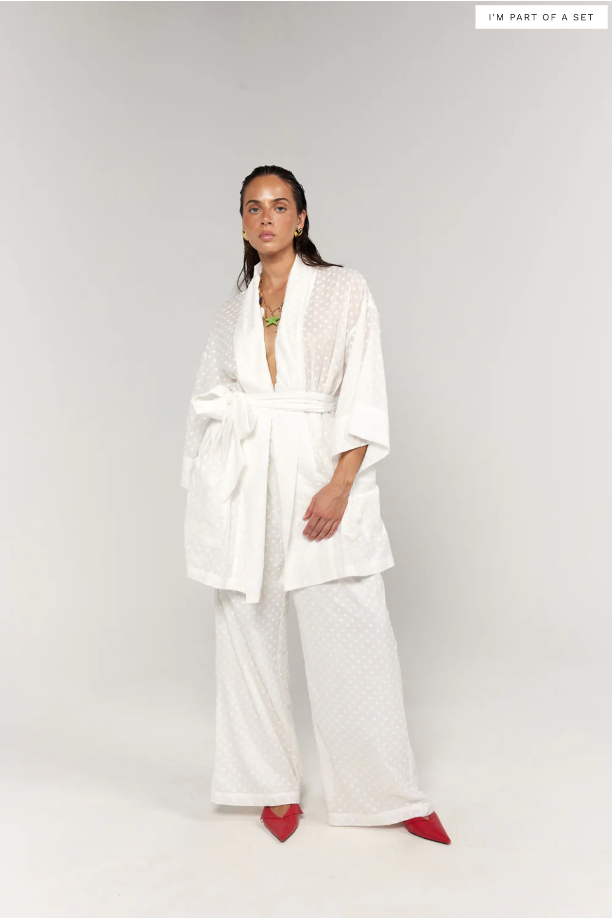 Nirvana Robe Dress - Blossom Embroidery - White