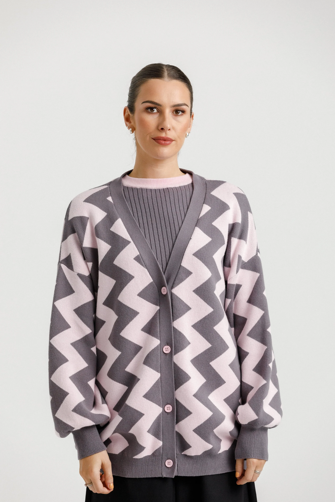 Twisty Cardigan - Blush/ Coal