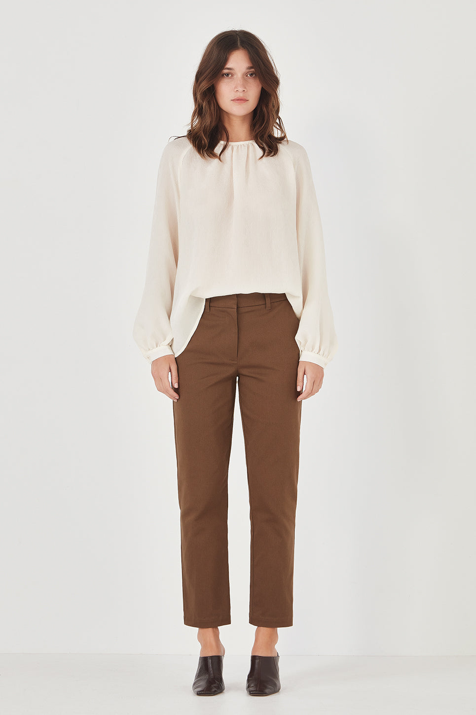 The Lisbon Top - Cream Textured Silk